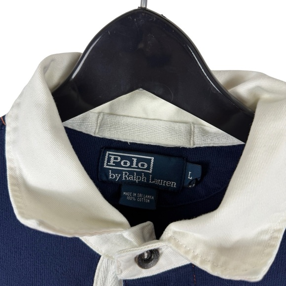Mens 2000s Polo Ralph Lauren Rugby Orange Blue Kanye Polo Shirt Size L - Picture 8 of 9